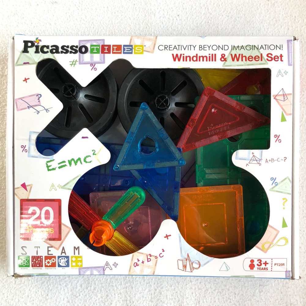 Picasso Magnetic Tiles Windmill and Wheels Set (Missing 1 Triangle)